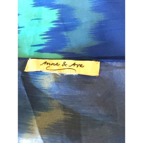 Anne & Ava Blue Rectangle Pointed End Scarf Tassels Silver Tone Bead 74 X 18" - Picture 6 of 6